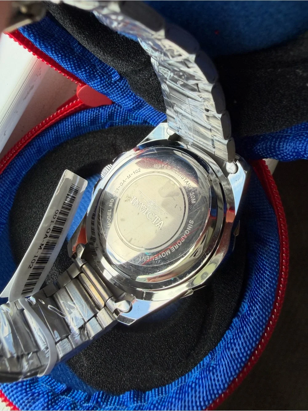 Invicta Men’s Red and Blue watch with Travel Toiletry / Accessory Case